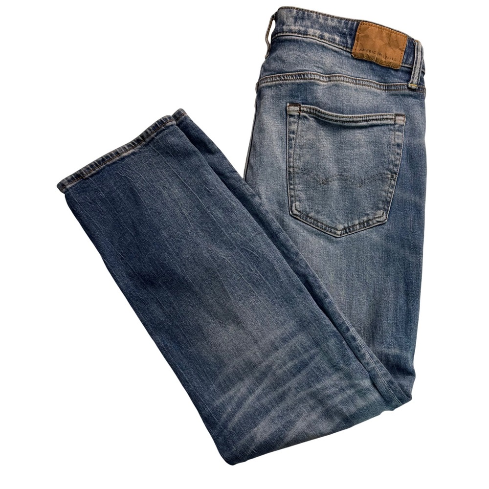 American Eagle Airflex+ Athletic Straight Jeans Mens 32x30 Blue Denim Stretch